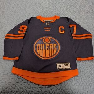 Kids Oilers Hockey Jersey - Navy and Orange